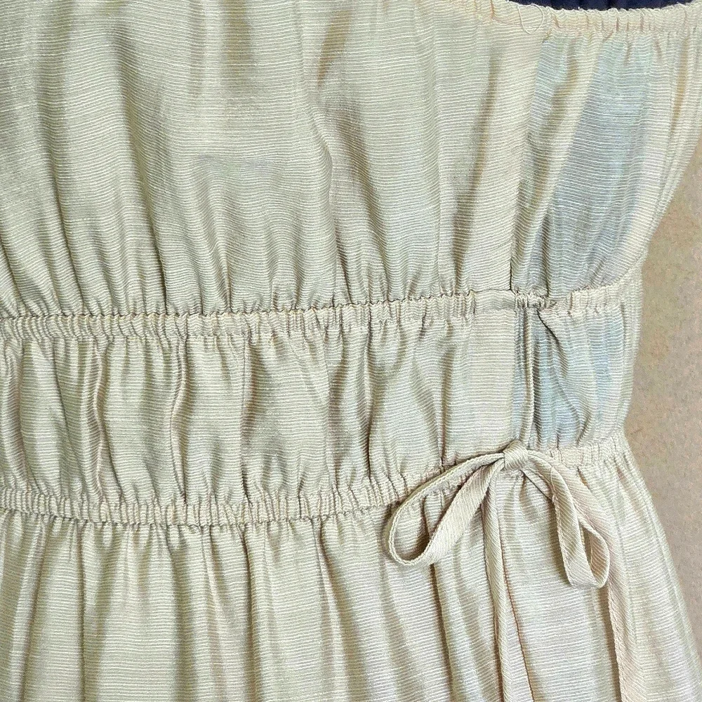 Blu Pepper-Boho Smocked Tiered Maxi Sundress, Champagne, Lined Adjustable Straps - Picture 5 of 10